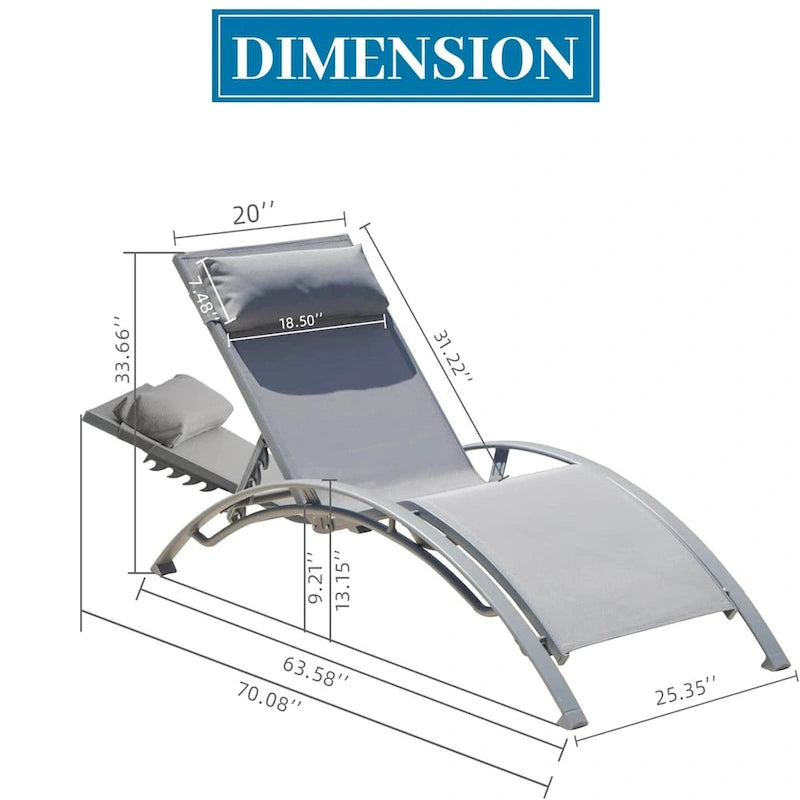 GDFStudio - Noah Adjustable Outdoor Chaise Lounge Patio Recliner Chair Set of 2