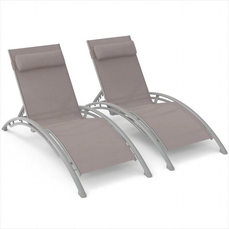 GDFStudio - Noah Adjustable Outdoor Chaise Lounge Patio Recliner Chair Set of 2