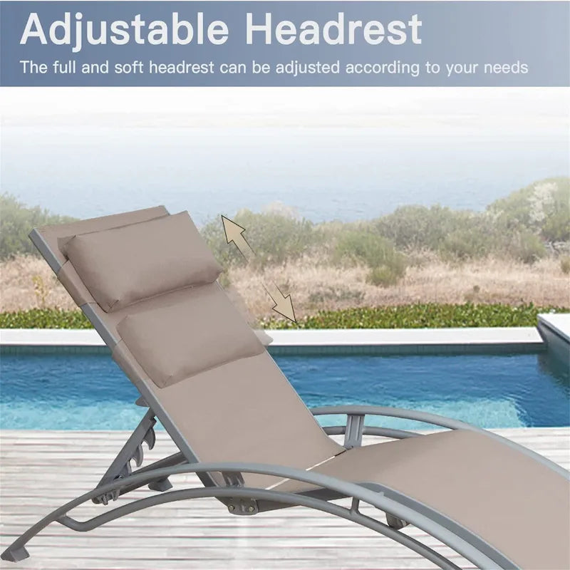 GDFStudio - Noah Adjustable Outdoor Chaise Lounge Patio Recliner Chair Set of 2