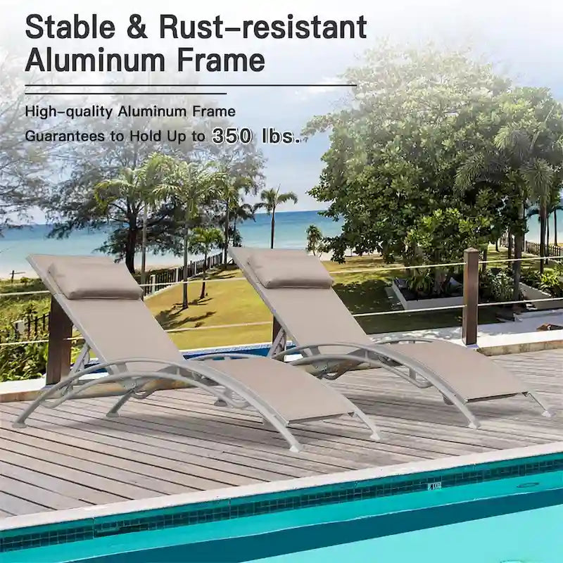 GDFStudio - Noah Adjustable Outdoor Chaise Lounge Patio Recliner Chair Set of 2
