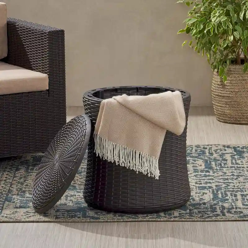 Simone Wicker Storage Side Table by GDFStudio - 19W x 19D x 21H