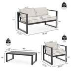 Christopher Knight Home - NAVAN 4-Piece Aluminum Patio Chat Set