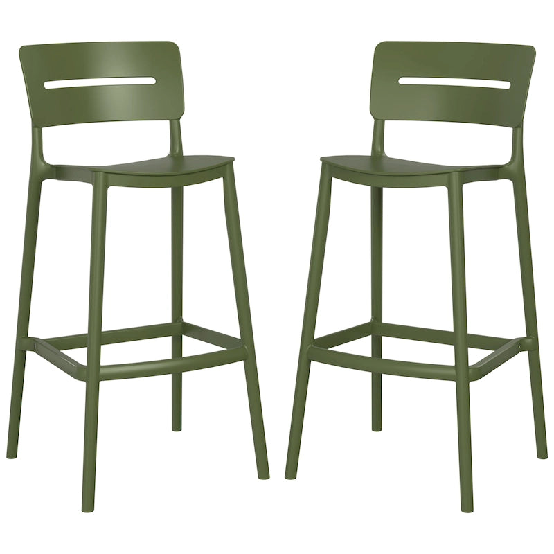 Frond and Form 29.5 Outdoor Patio Poly Plastic Bar Stool (Set of 2)