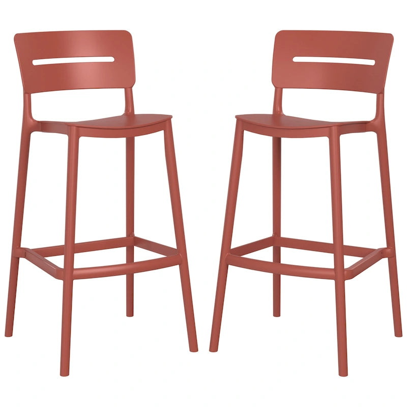 Frond and Form 29.5 Outdoor Patio Poly Plastic Bar Stool (Set of 2)