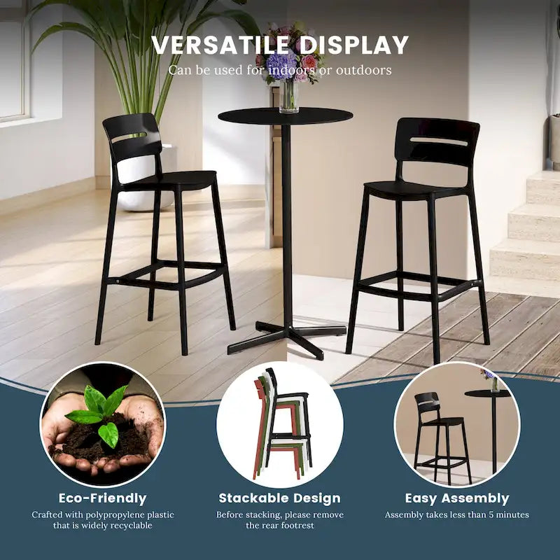 Frond and Form 29.5 Outdoor Patio Poly Plastic Bar Stool (Set of 2)