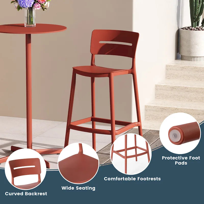 Frond and Form 29.5 Outdoor Patio Poly Plastic Bar Stool (Set of 2)