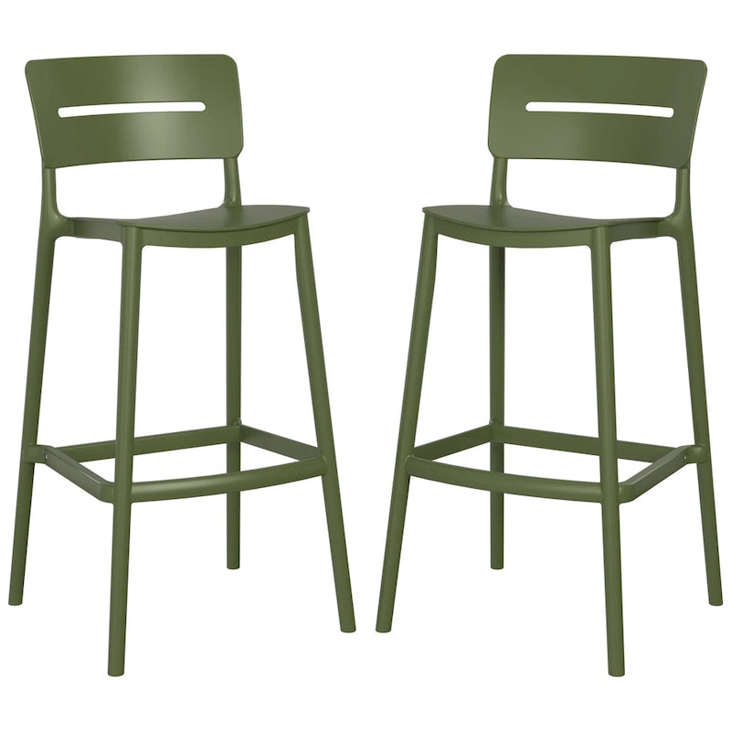 Frond and Form 29.5 Outdoor Patio Poly Plastic Bar Stool (Set of 2)