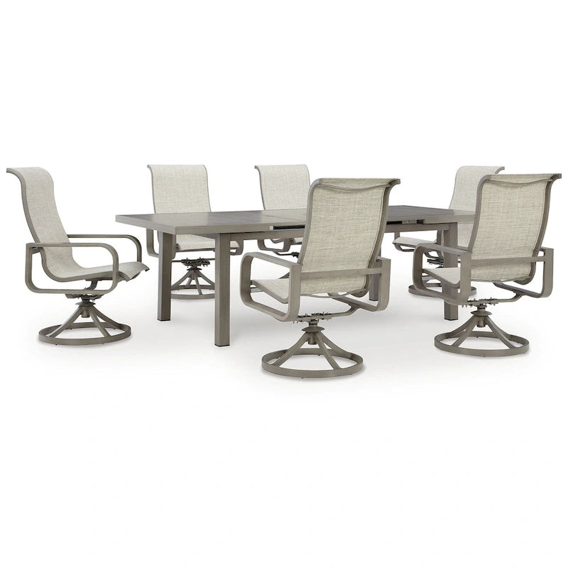 Signature Design by Ashley Beach Front Beige 7-Piece Outdoor Dining Package - 42 W x 94 D x 29.63 H