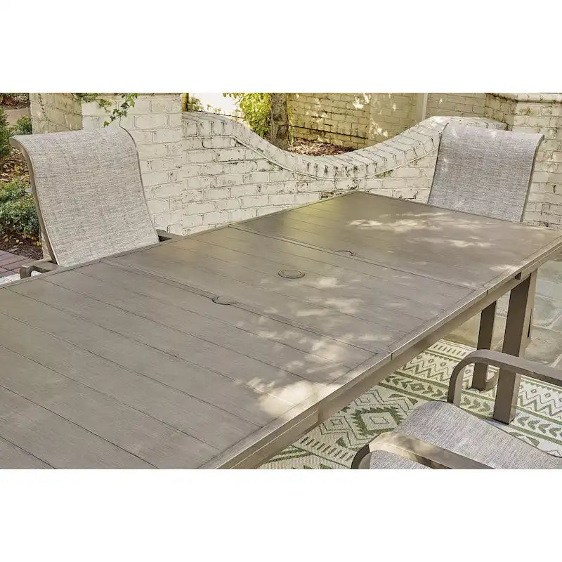 Signature Design by Ashley Beach Front Beige 7-Piece Outdoor Dining Package - 42 W x 94 D x 29.63 H