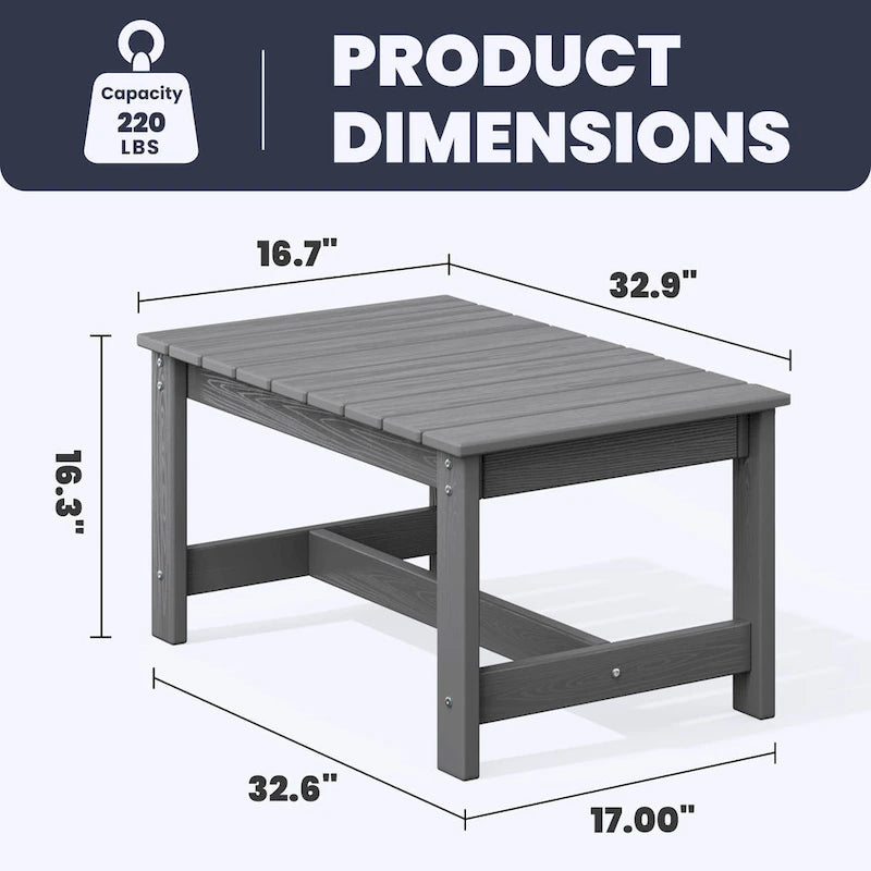 Outdoor Patio HDPE Rectangle Coffee Table