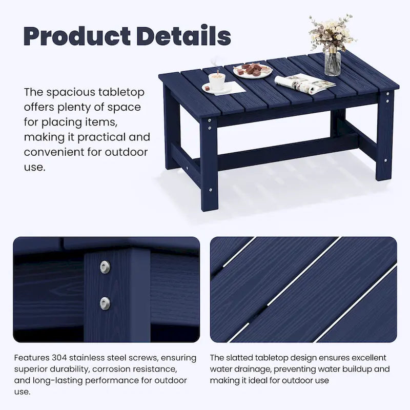 Outdoor Patio HDPE Rectangle Coffee Table