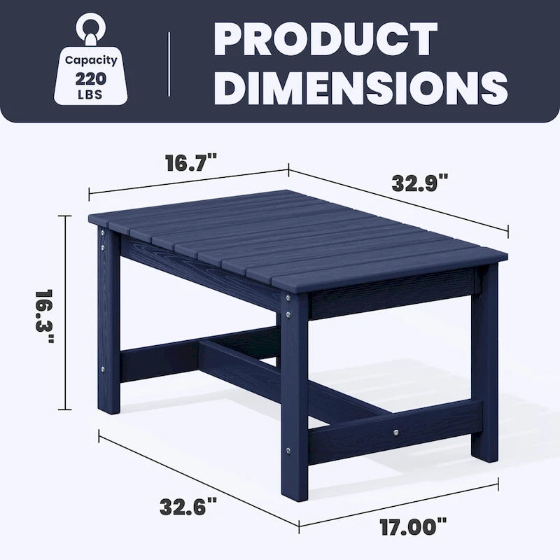Outdoor Patio HDPE Rectangle Coffee Table