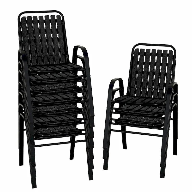 Patio Chairs Set, All Weather Plastic Dining Chairs with Armrests, Outdoor Stackable Bistro Chairs for Lawn Backyard