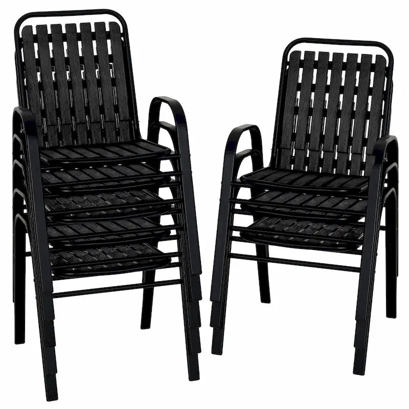 Patio Chairs Set, All Weather Plastic Dining Chairs with Armrests, Outdoor Stackable Bistro Chairs for Lawn Backyard