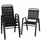 Patio Chairs Set, All Weather Plastic Dining Chairs with Armrests, Outdoor Stackable Bistro Chairs for Lawn Backyard