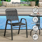 Patio Chairs Set, All Weather Plastic Dining Chairs with Armrests, Outdoor Stackable Bistro Chairs for Lawn Backyard