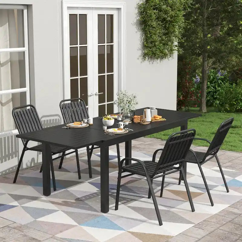 Patio Chairs Set, All Weather Plastic Dining Chairs with Armrests, Outdoor Stackable Bistro Chairs for Lawn Backyard