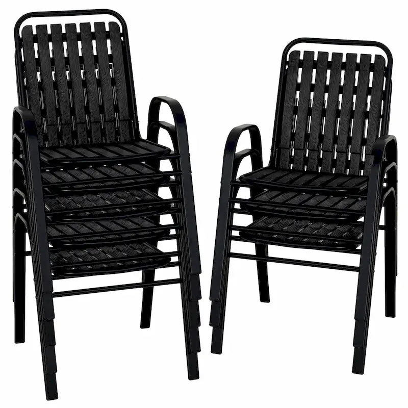 Patio Chairs Set, All Weather Plastic Dining Chairs with Armrests, Outdoor Stackable Bistro Chairs for Lawn Backyard