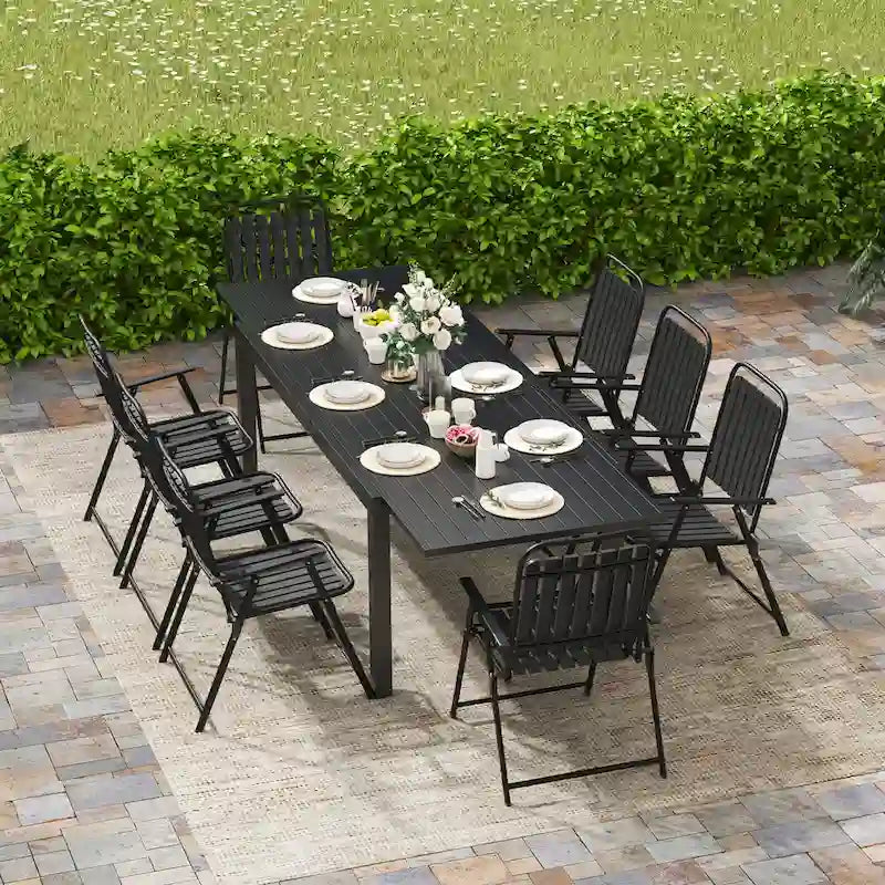 Patio Chairs Set, All Weather Plastic Dining Chairs with Armrests, Outdoor Stackable Bistro Chairs for Lawn Backyard