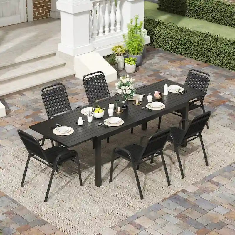Patio Chairs Set, All Weather Plastic Dining Chairs with Armrests, Outdoor Stackable Bistro Chairs for Lawn Backyard