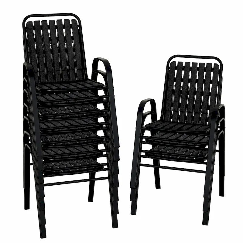 Patio Chairs Set, All Weather Plastic Dining Chairs with Armrests, Outdoor Stackable Bistro Chairs for Lawn Backyard
