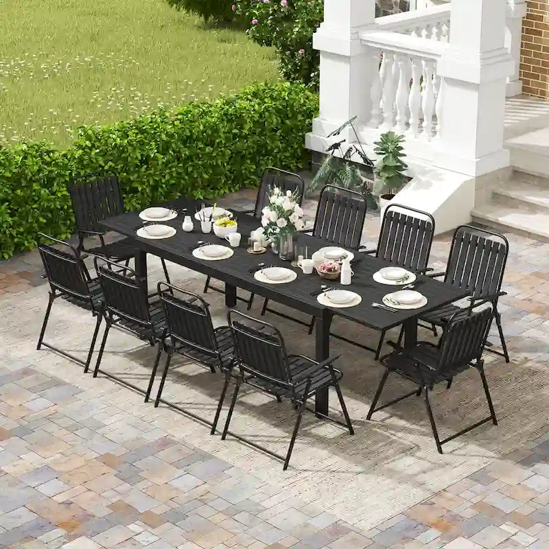 Patio Chairs Set, All Weather Plastic Dining Chairs with Armrests, Outdoor Stackable Bistro Chairs for Lawn Backyard
