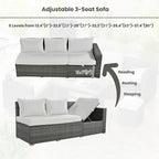 6-Piece Outdoor Rattan Modular Sectional Sofa Set with Adjustable Seat, Storage Box, and Dining Table