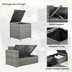 6-Piece Outdoor Rattan Modular Sectional Sofa Set with Adjustable Seat, Storage Box, and Dining Table