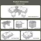 6-Piece Outdoor Rattan Modular Sectional Sofa Set with Adjustable Seat, Storage Box, and Dining Table