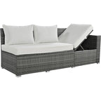 6-Piece Outdoor Rattan Modular Sectional Sofa Set with Adjustable Seat, Storage Box, and Dining Table