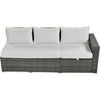 6-Piece Outdoor Rattan Modular Sectional Sofa Set with Adjustable Seat, Storage Box, and Dining Table