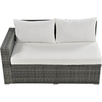 6-Piece Outdoor Rattan Modular Sectional Sofa Set with Adjustable Seat, Storage Box, and Dining Table