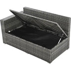 6-Piece Outdoor Rattan Modular Sectional Sofa Set with Adjustable Seat, Storage Box, and Dining Table