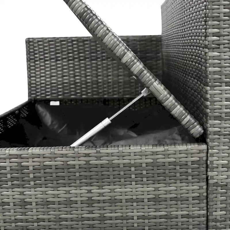 6-Piece Outdoor Rattan Modular Sectional Sofa Set with Adjustable Seat, Storage Box, and Dining Table