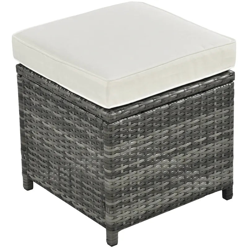 6-Piece Outdoor Rattan Modular Sectional Sofa Set with Adjustable Seat, Storage Box, and Dining Table
