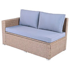 6-Piece Outdoor Rattan Modular Sectional Sofa Set with Adjustable Seat, Storage Box, and Dining Table
