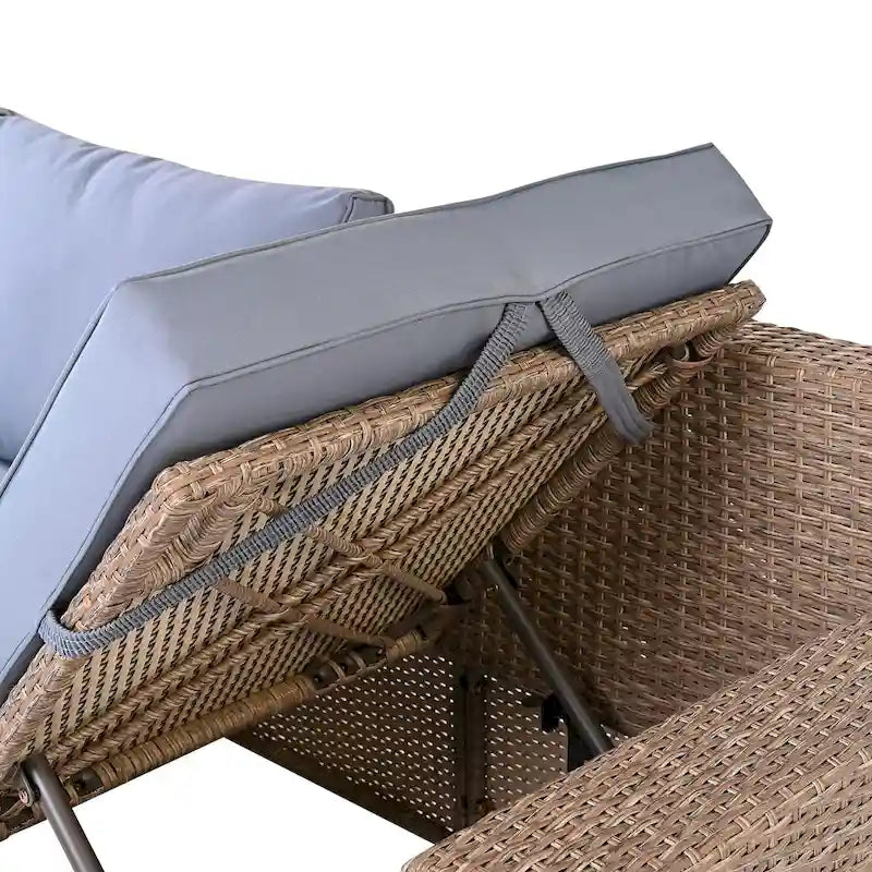 6-Piece Outdoor Rattan Modular Sectional Sofa Set with Adjustable Seat, Storage Box, and Dining Table