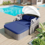 79.9 Outdoor PE Rattan Daybed with Adjustable Canopy