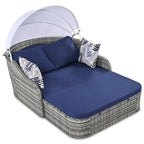 79.9 Outdoor PE Rattan Daybed with Adjustable Canopy