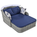 79.9 Outdoor PE Rattan Daybed with Adjustable Canopy