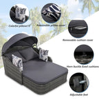 79.9 Outdoor PE Rattan Daybed with Adjustable Canopy