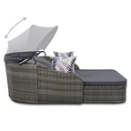 79.9 Outdoor PE Rattan Daybed with Adjustable Canopy