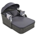 79.9 Outdoor PE Rattan Daybed with Adjustable Canopy