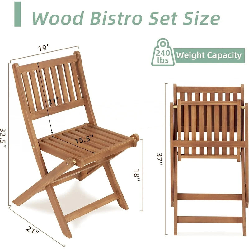 3-Piece Acacia Wood Bistro Set