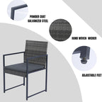 9 Pieces Outdoor Patio Dining Table Set with 4 Rattan Chairs and 4 Ottomans, Removable Cushions, Glass Table Top