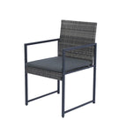 9 Pieces Outdoor Patio Dining Table Set with 4 Rattan Chairs and 4 Ottomans, Removable Cushions, Glass Table Top