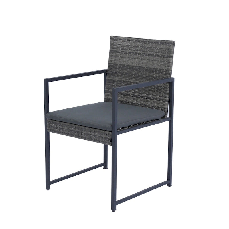 9 Pieces Outdoor Patio Dining Table Set with 4 Rattan Chairs and 4 Ottomans, Removable Cushions, Glass Table Top