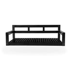 Twin Size Wooden Porch Swing Daybed - Outdoor Hanging Rope Swing with 600lb Weight Capacity for Patio, Garden, Backyard