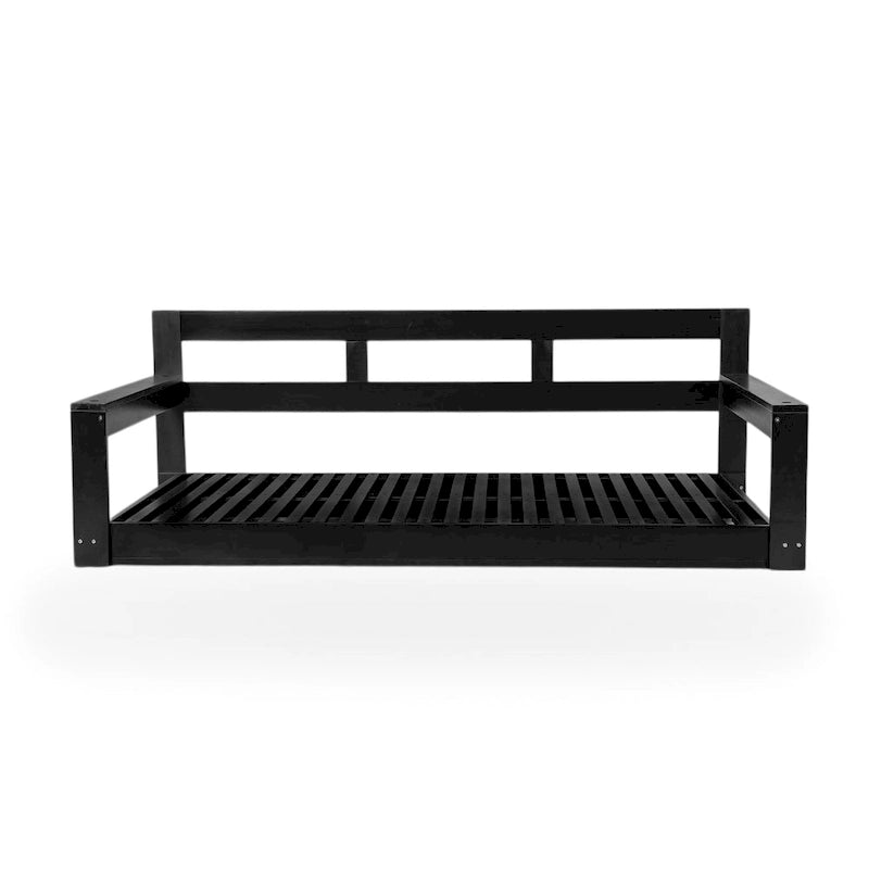 Twin Size Wooden Porch Swing Daybed - Outdoor Hanging Rope Swing with 600lb Weight Capacity for Patio, Garden, Backyard
