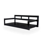 Twin Size Wooden Porch Swing Daybed - Outdoor Hanging Rope Swing with 600lb Weight Capacity for Patio, Garden, Backyard